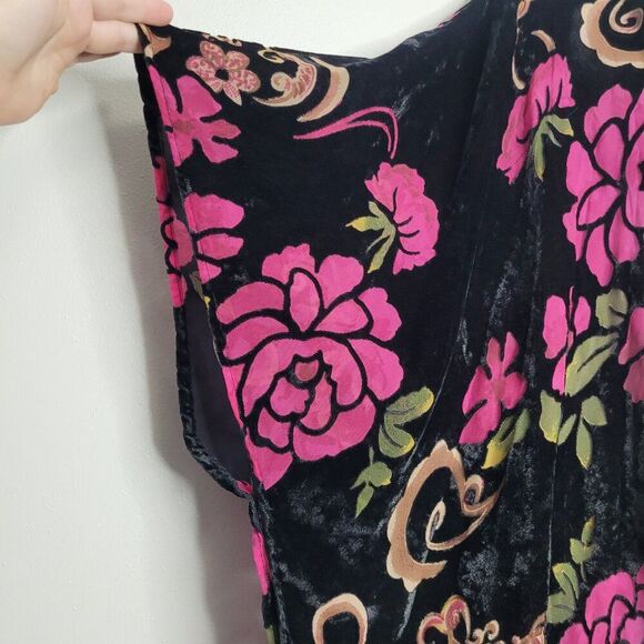 velvet burnout moody floral open front kimono whimsy witchy cover up - Picture 4 of 9